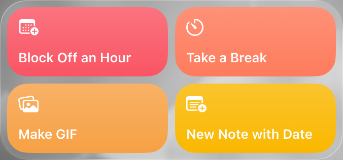 Shortcuts medium reference widget